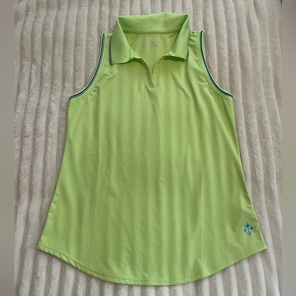 Jofit Womens Cutaway Rib Trim Polo Shirt Sleeveless Upf 30+ Medium